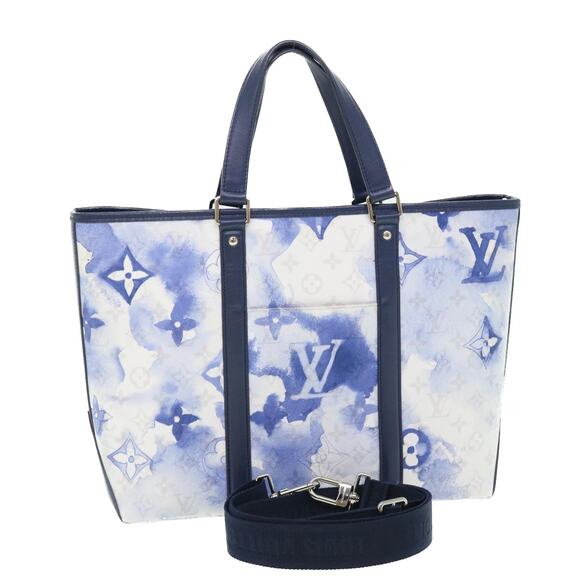 LOUIS VUITTON Monogram Water Color Weekend Tote PM Bag Blue M45756 - Picture 1 of 16